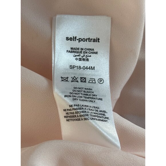 Self-Portrait‎ Dress Size 8 Pink Floral Chiffon Front Tie Midi Wedding Occasion - Picture 12 of 12